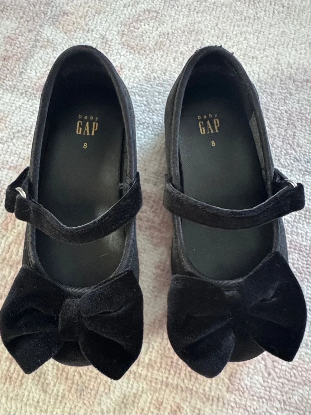 GAP Black Velvet Mary Janes with Bow Accent